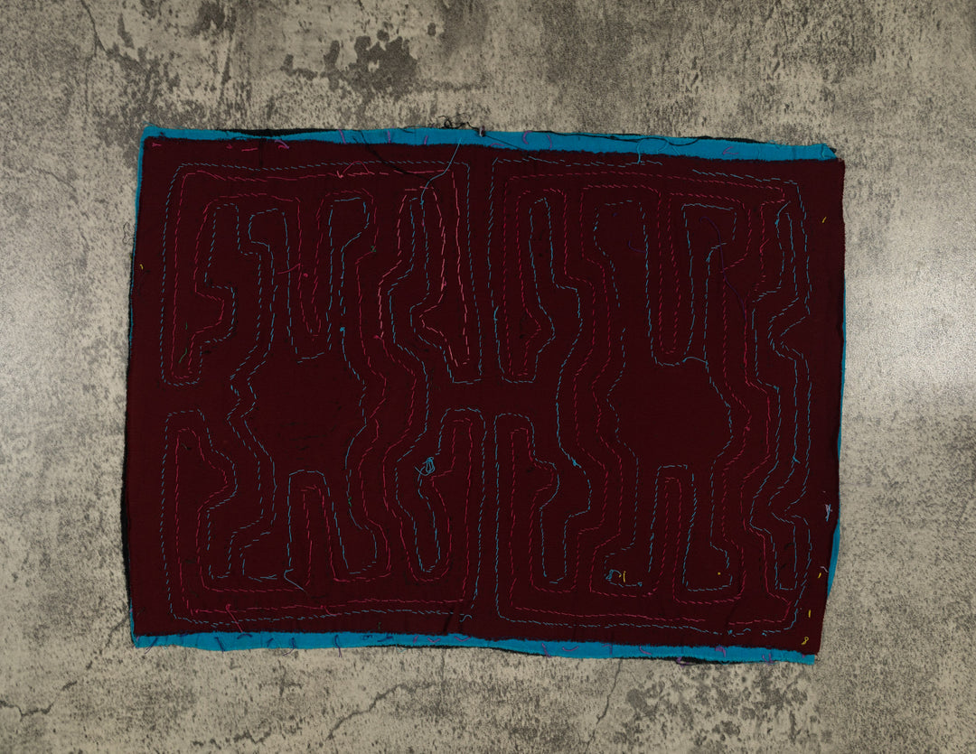 Traditional Black Blue And Pink Classic Design Mola