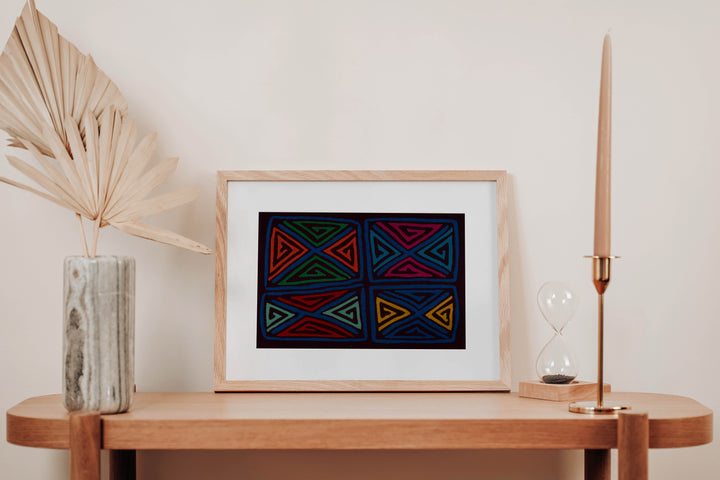 Classic Multi-Color Squares And Diamond Design Mola
