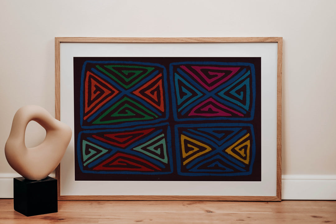Classic Multi-Color Squares And Diamond Design Mola