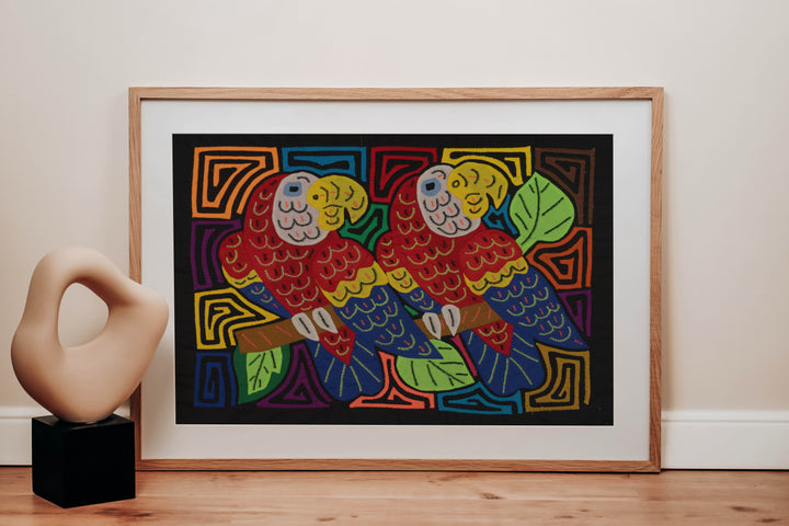 Fantasy Red Blue And Yellow Two Parrot Mola