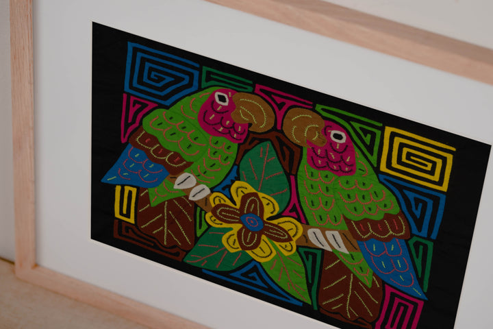 Fantasy Green And Pink Two Parrot Bird Mola