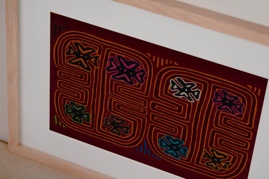 Traditional Burgundy And Orange Stars Galore Mola