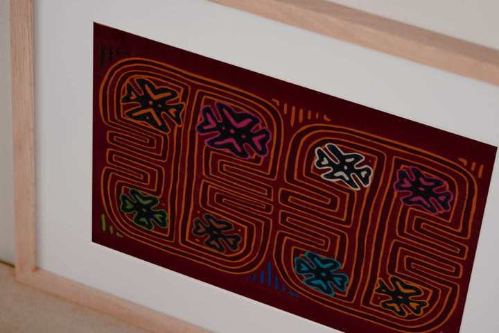 Traditional Burgundy And Orange Stars Galore Mola