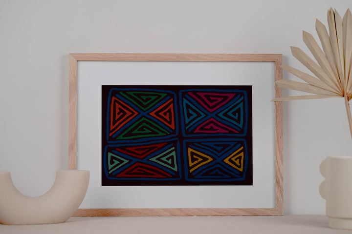 Classic Multi-Color Squares And Diamond Design Mola
