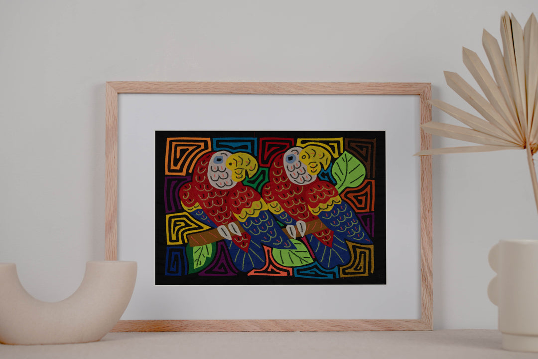 Fantasy Red Blue And Yellow Two Parrot Mola