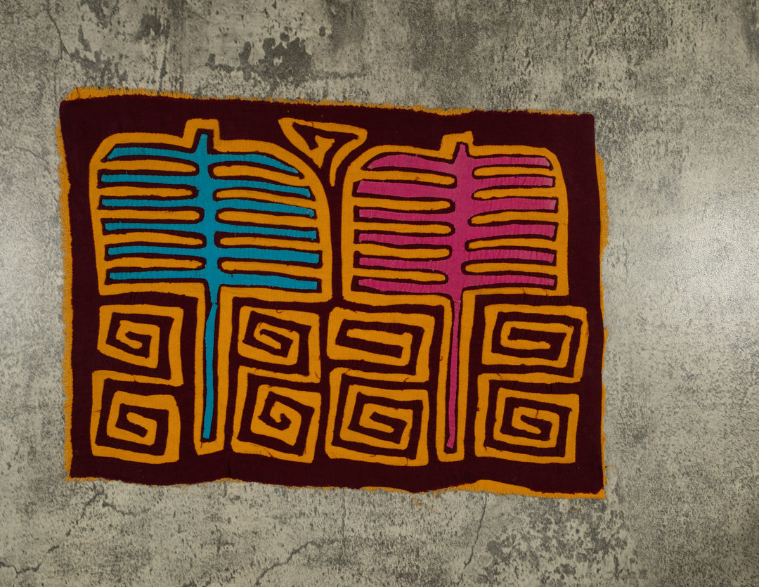 Traditional Turquoise Pink And Gold Classic Mola