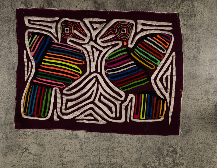 Traditional Burgundy And Silver Optical Illusion Bird Mola