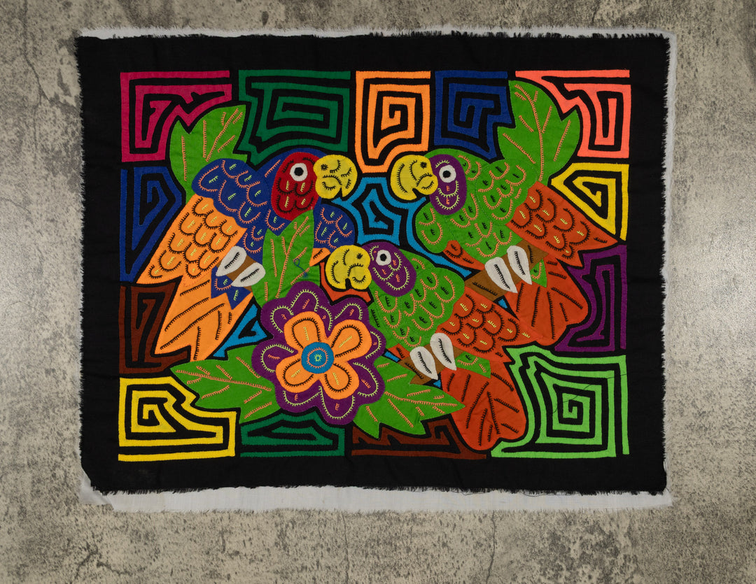 Fantasy Green And Orange Three Parrot Bird Mola