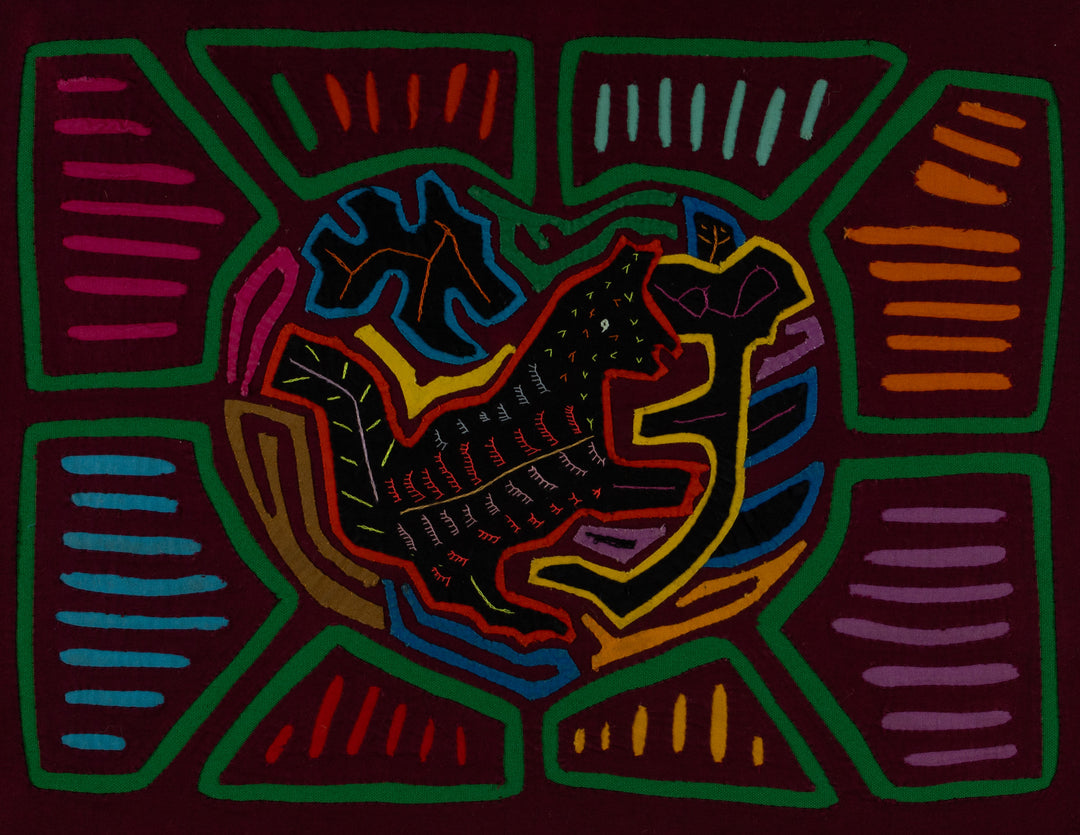 Burgundy And Green Puppy Dog In Action Mola