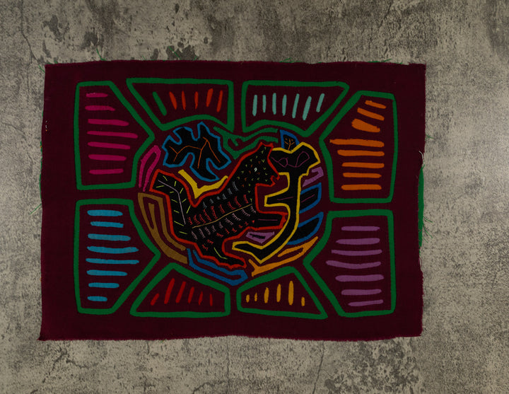 Burgundy And Green Puppy Dog In Action Mola