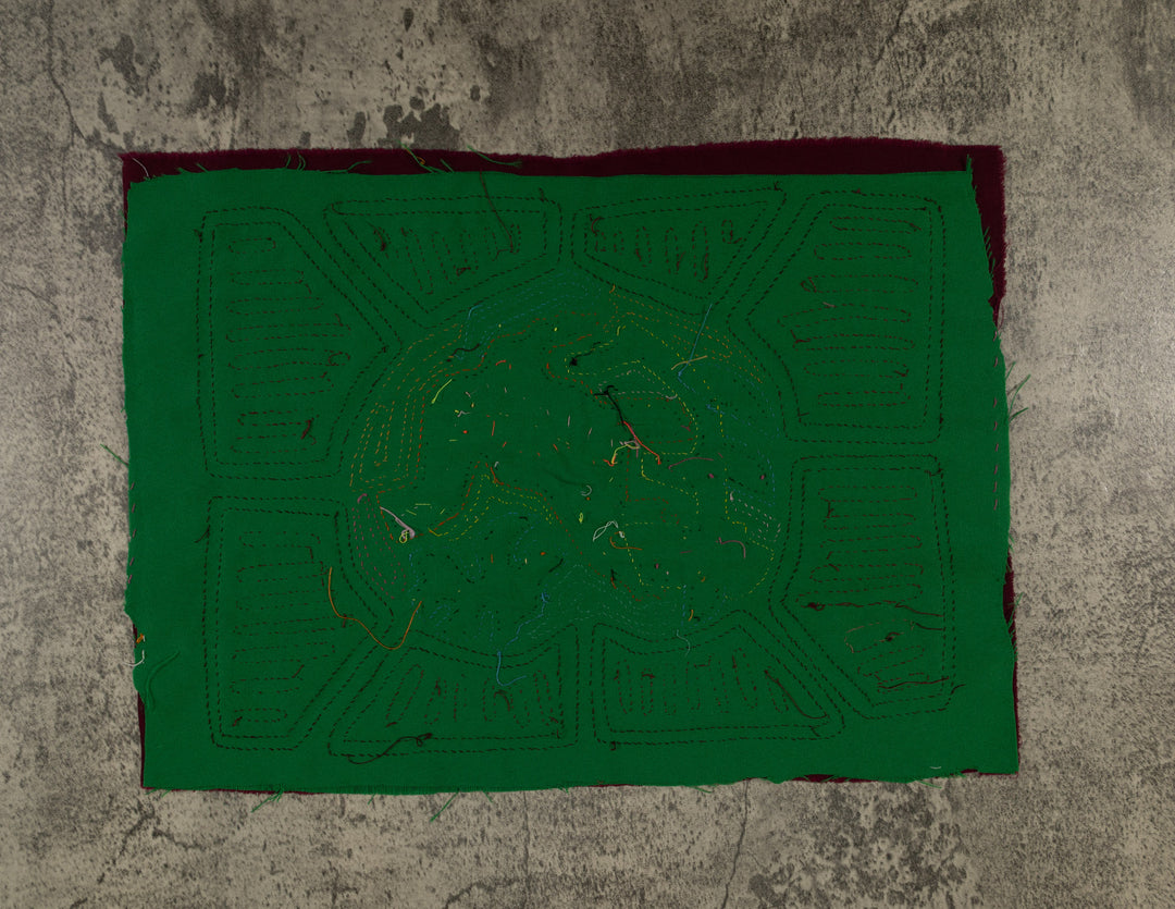 Burgundy And Green Puppy Dog In Action Mola