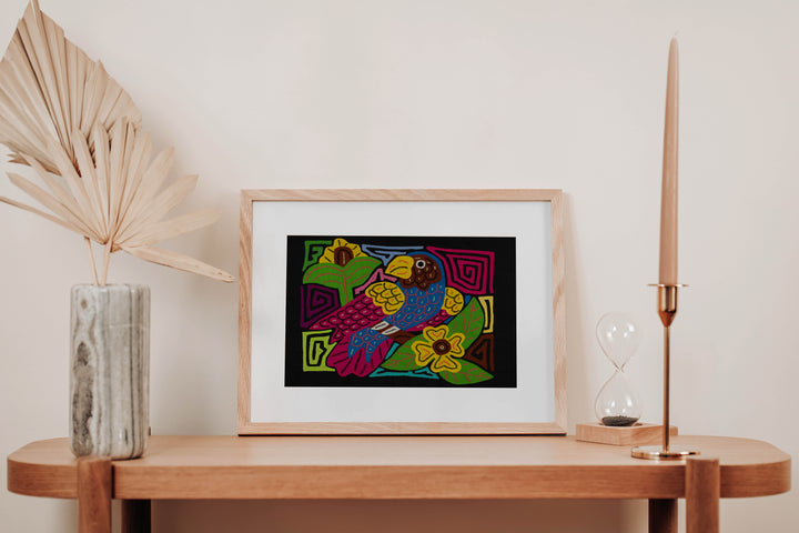 Fantasy Pink Blue And Yellow Parrot Bird Mola