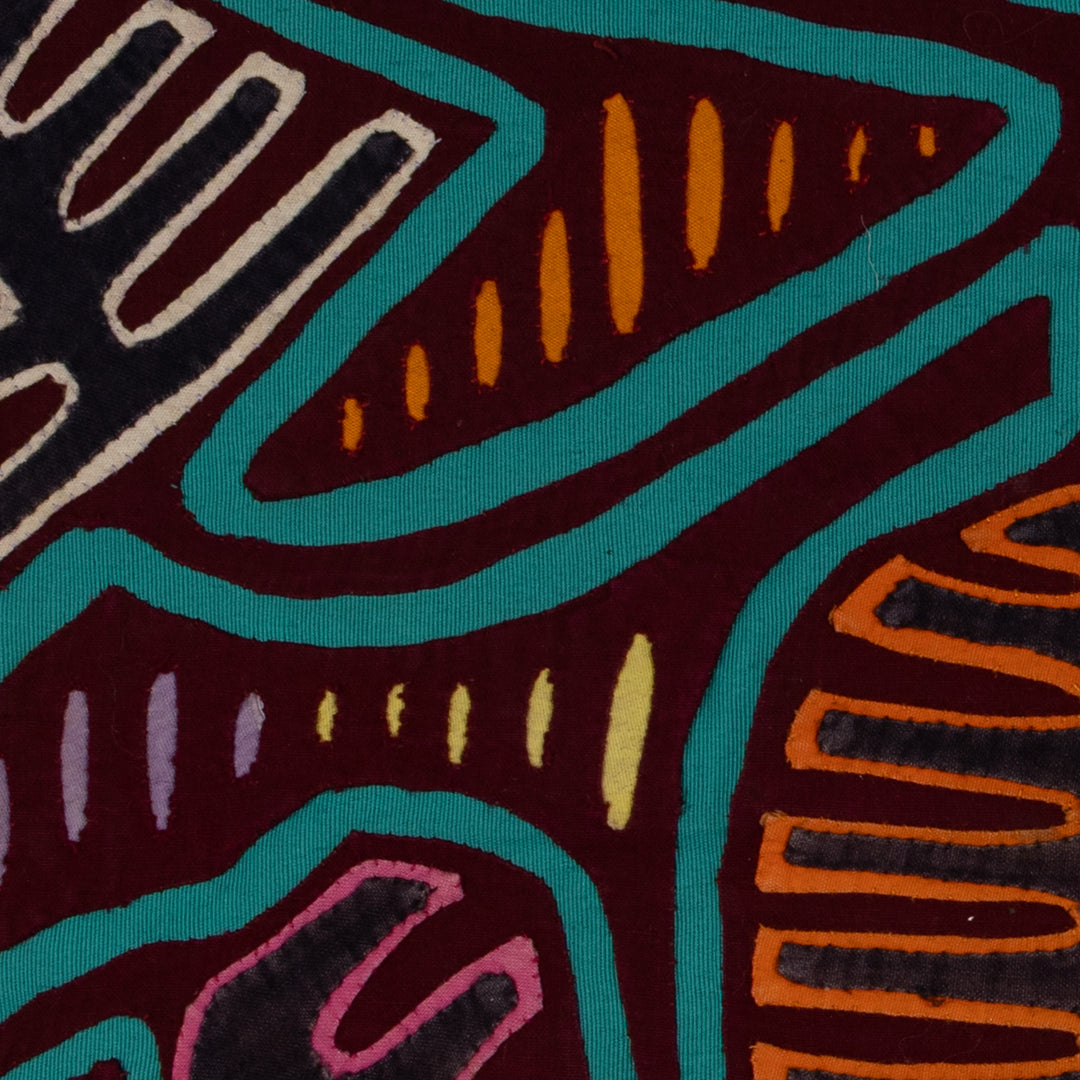 Classic Maroon and Turquoise Autumn Leaf Mola