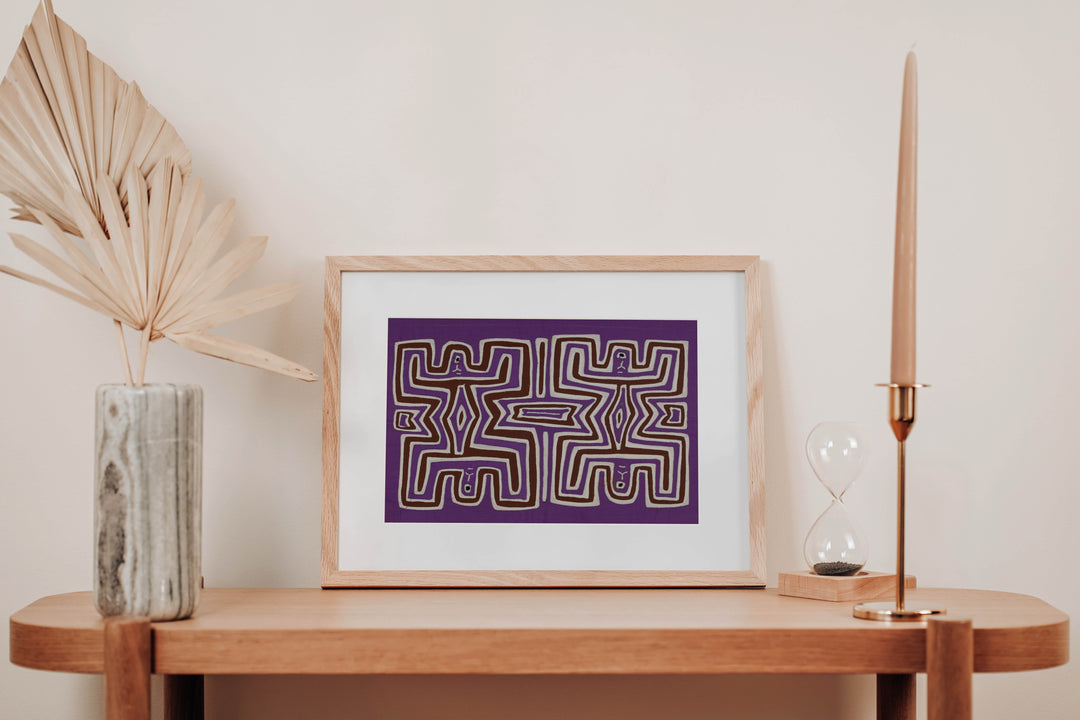 Traditional Purple And White Pre-Colombian Design Mola