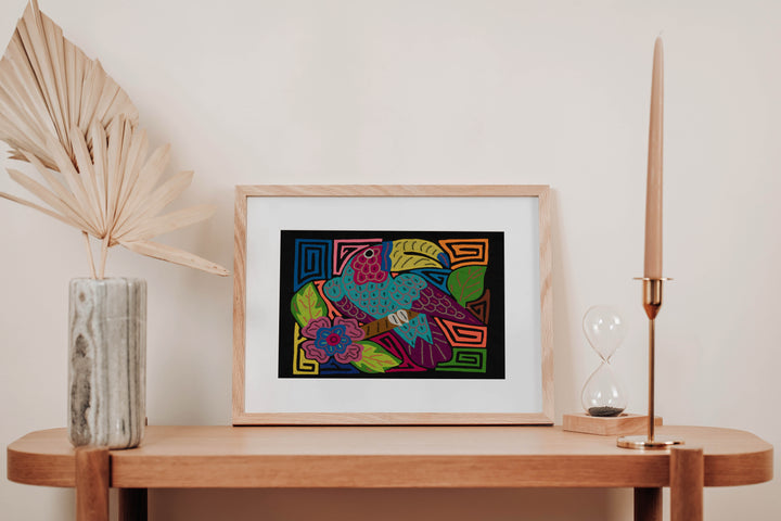 Fantasy Purple And Blue Toucan Parrot Bird Mola