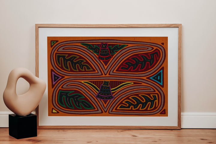 Traditional Orange And Gray Autumn Leaves Mola