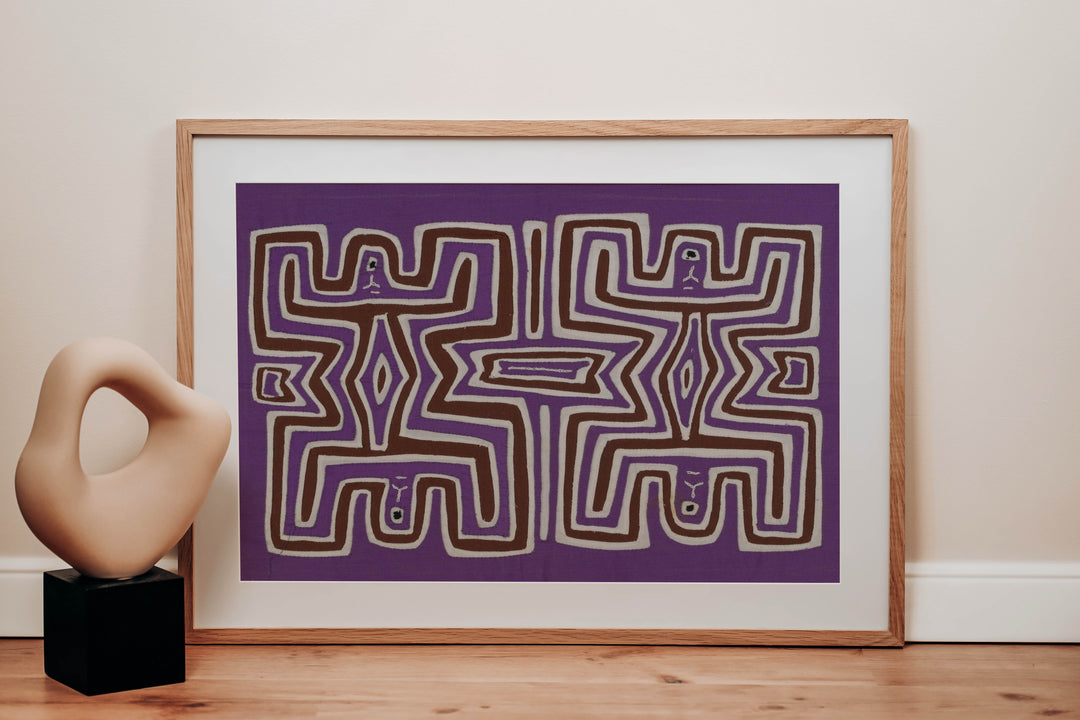 Traditional Purple And White Pre-Colombian Design Mola