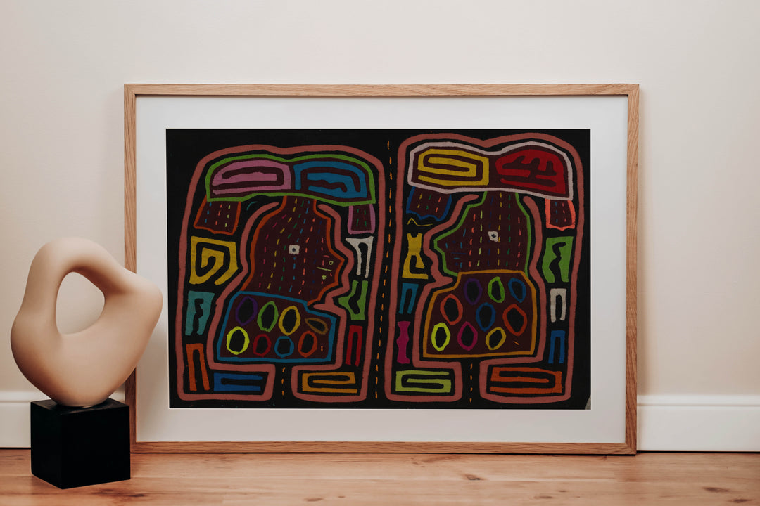 Traditional Pink And Black Basket Head Mola