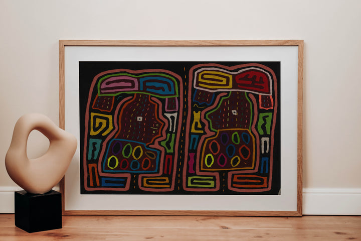 Traditional Pink And Black Basket Head Mola