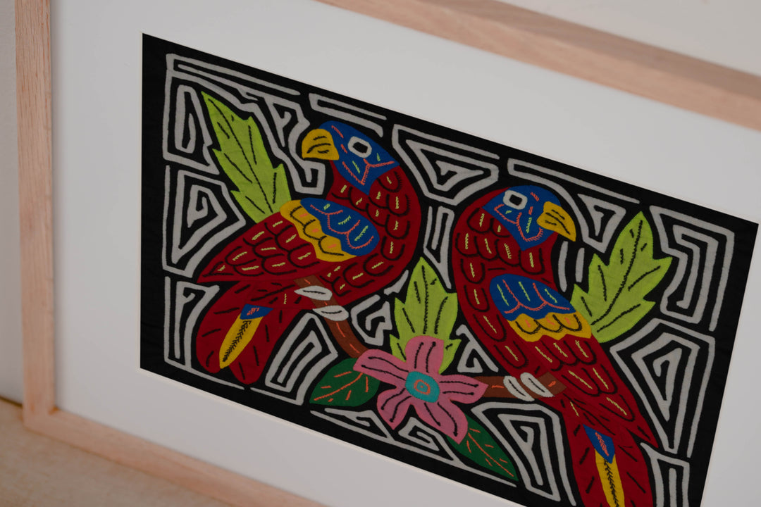 Fantasy Red Black And White Two Parrot Bird Mola