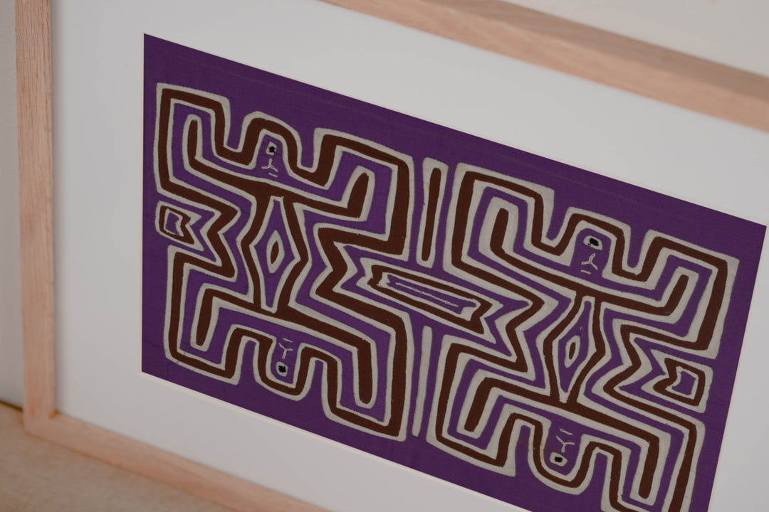 Traditional Purple And White Pre-Colombian Design Mola