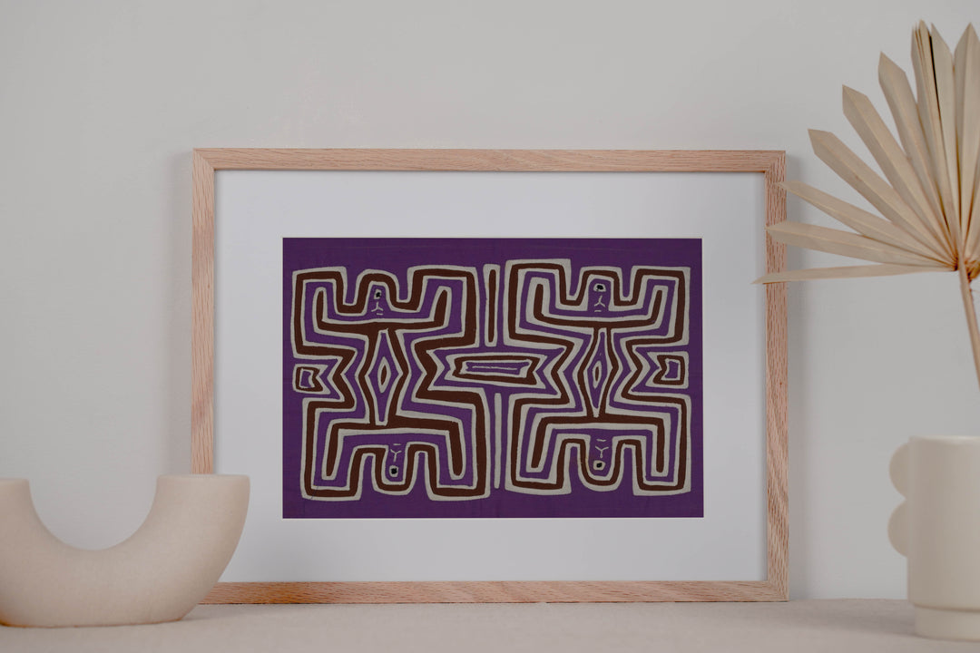 Traditional Purple And White Pre-Colombian Design Mola