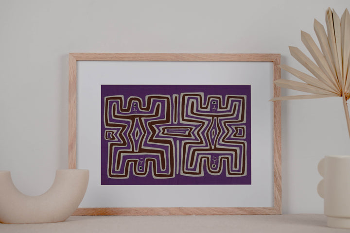 Traditional Purple And White Pre-Colombian Design Mola