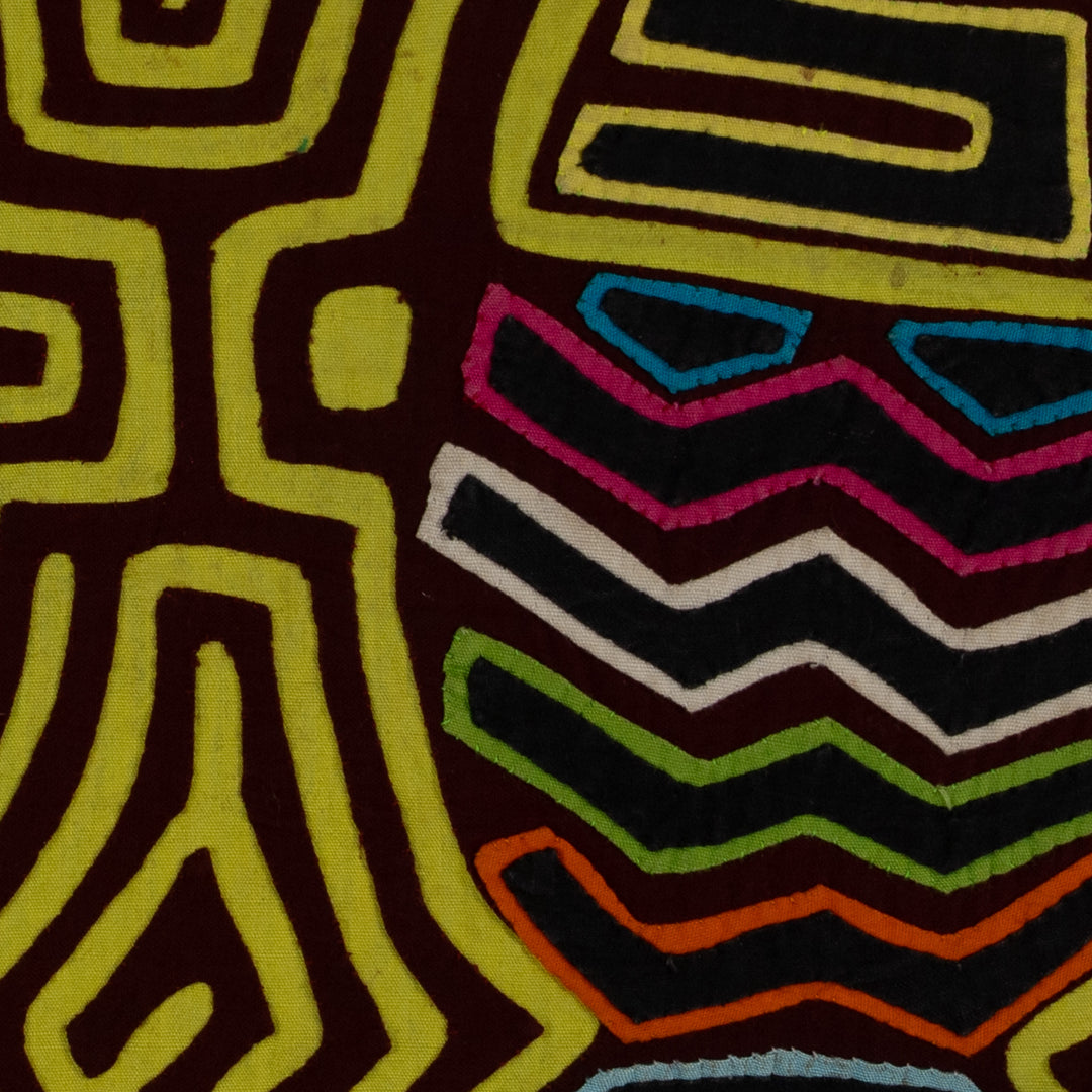 Traditional Yellow and Maroon Flower Basket Mola