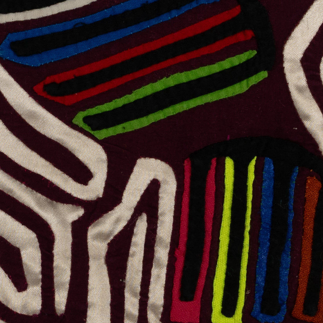 Traditional Burgundy And Silver Optical Illusion Bird Mola