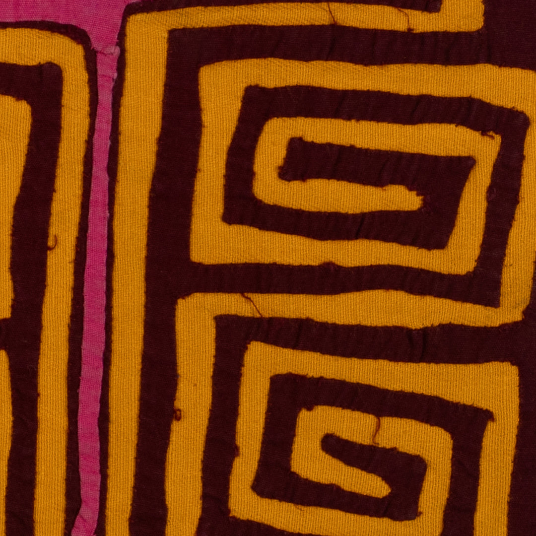 Traditional Turquoise Pink And Gold Classic Mola