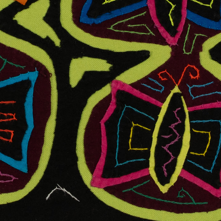 Traditional Black And Green Bowtie Butterfly Mola