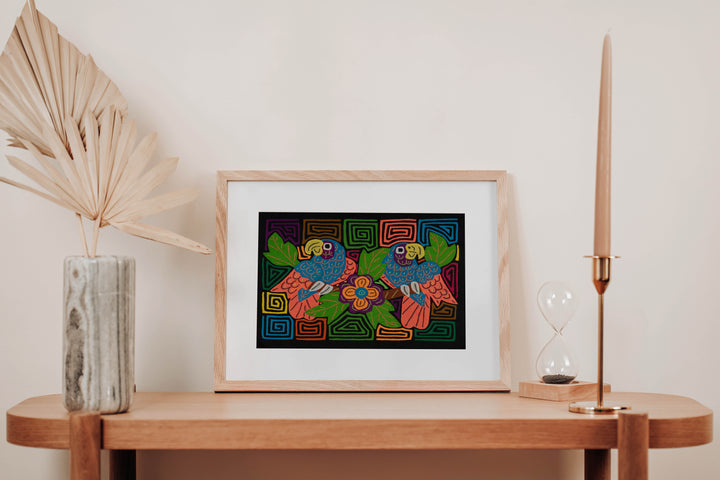 Fantasy Orange And Blue Two Parrot Bird Mola