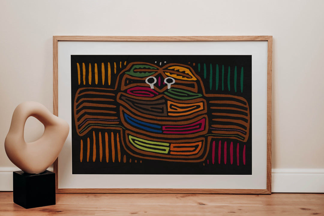 Traditional Beady-Eyed Black And Gold Crab Mola