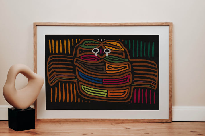 Traditional Beady-Eyed Black And Gold Crab Mola