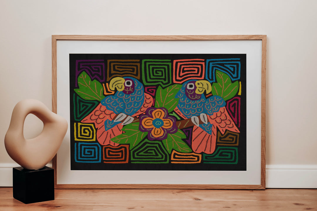 Fantasy Orange And Blue Two Parrot Bird Mola