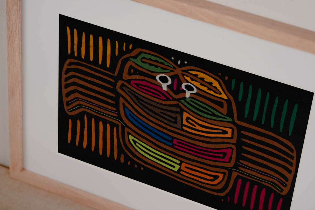 Traditional Beady-Eyed Black And Gold Crab Mola