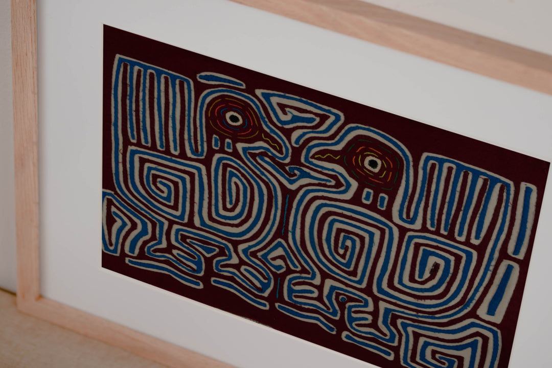 Classic Maroon Blue And White Optical Illusion Bird Mola