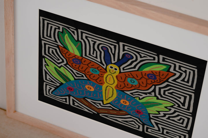 Fantasy Blue Orange And Yellow Happy Butterfly Mola