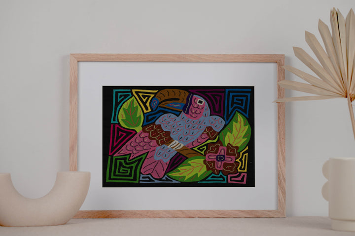 Fantasy Pink Gray And Green Toucan Parrot Bird Mola