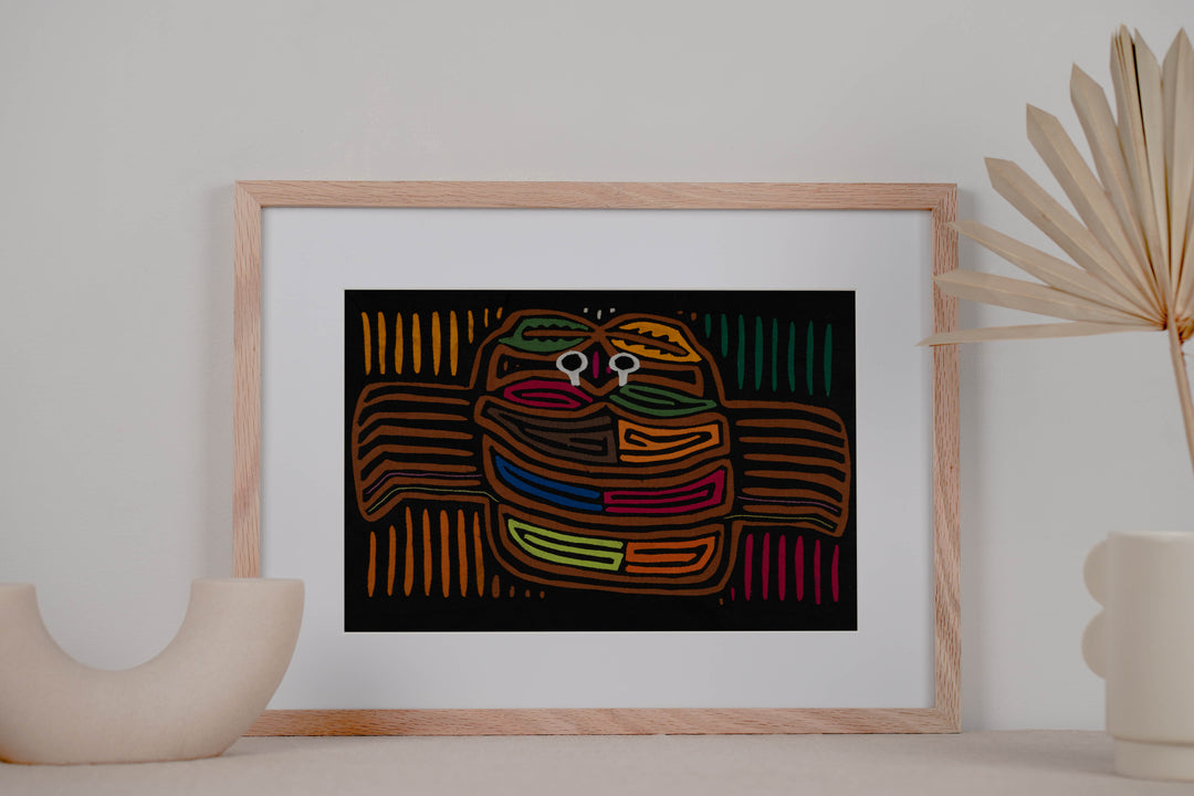 Traditional Beady-Eyed Black And Gold Crab Mola