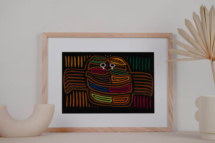 Traditional Beady-Eyed Black And Gold Crab Mola