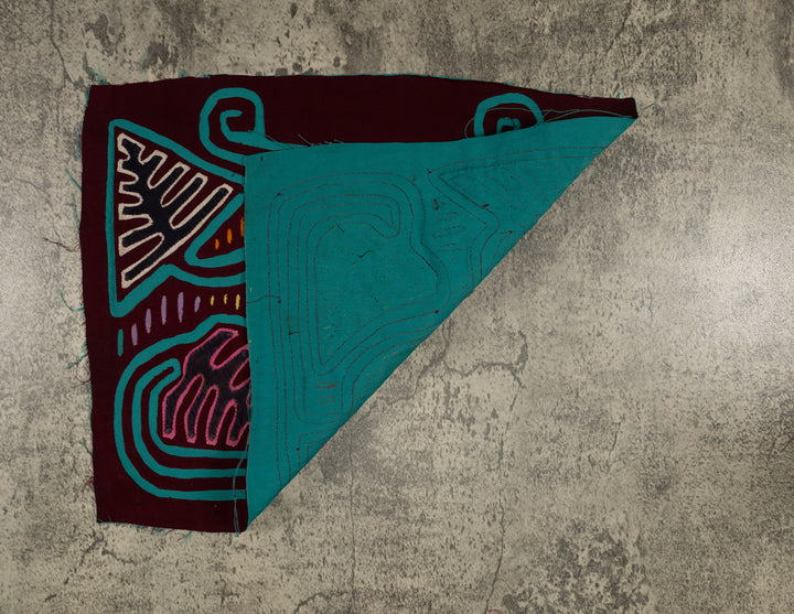 Classic Maroon and Turquoise Autumn Leaf Mola