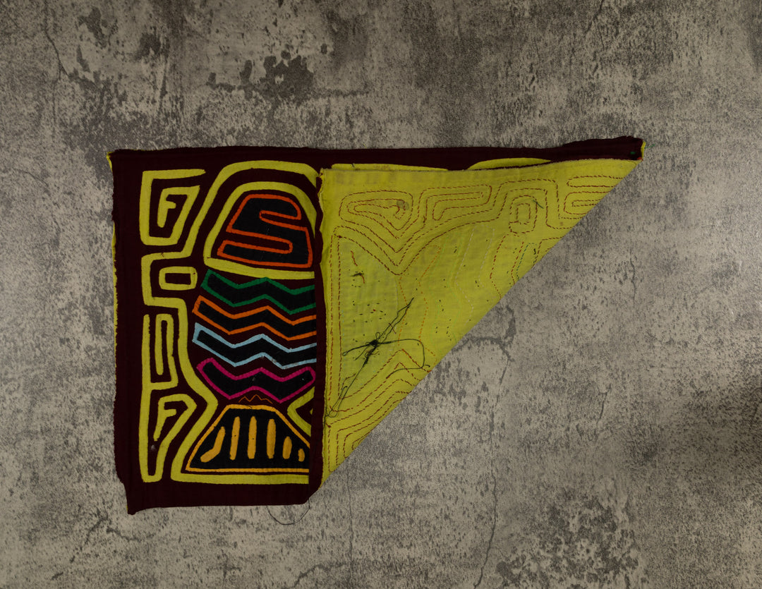 Traditional Yellow and Maroon Flower Basket Mola