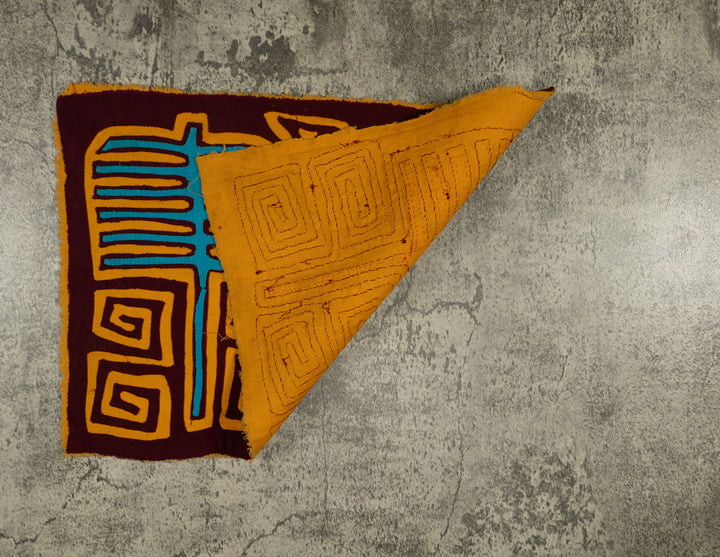 Traditional Turquoise Pink And Gold Classic Mola