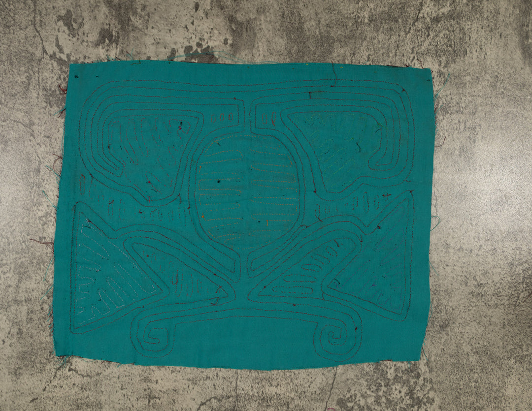 Classic Maroon and Turquoise Autumn Leaf Mola