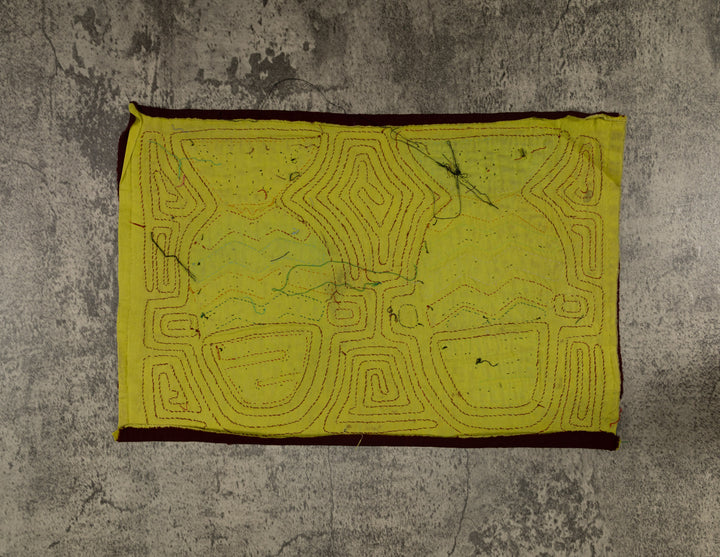 Traditional Yellow and Maroon Flower Basket Mola