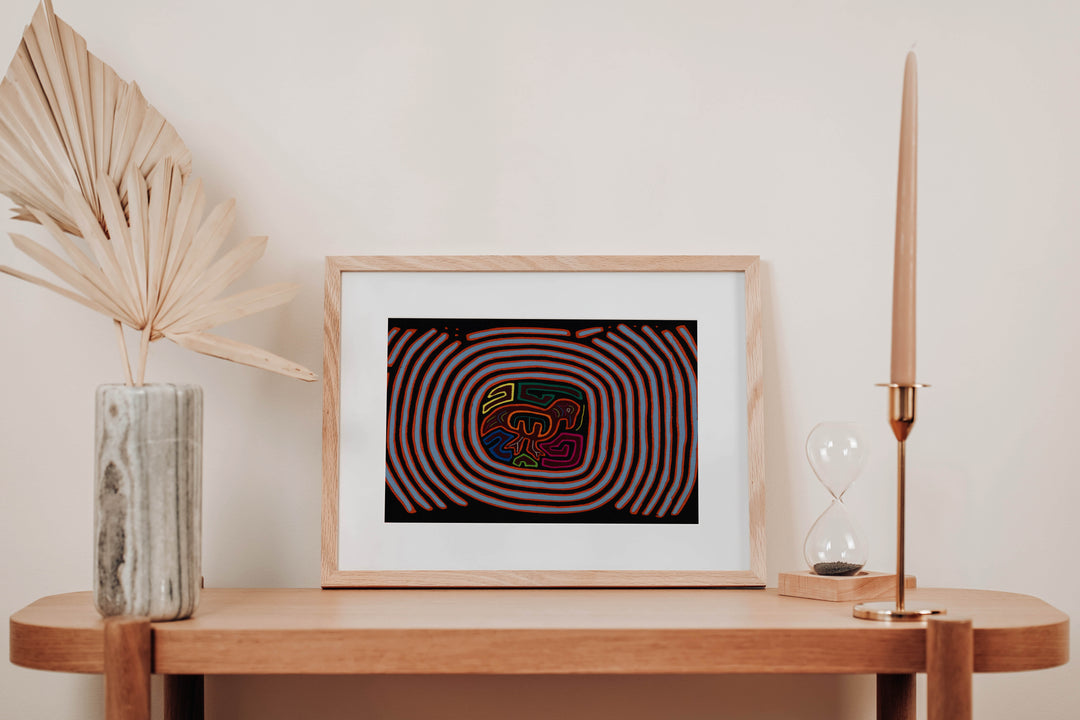 Traditional Orange And Blue Maze Mola