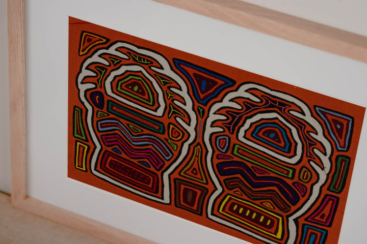 Traditional Orange And White Flaming Basket Mola