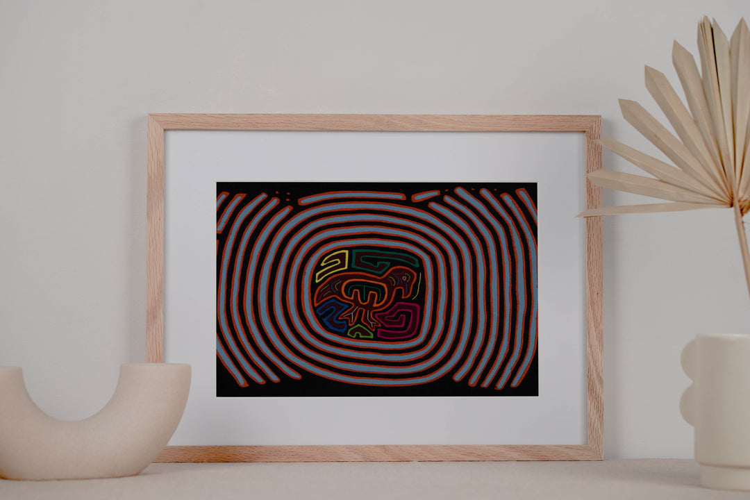 Traditional Orange And Blue Maze Mola