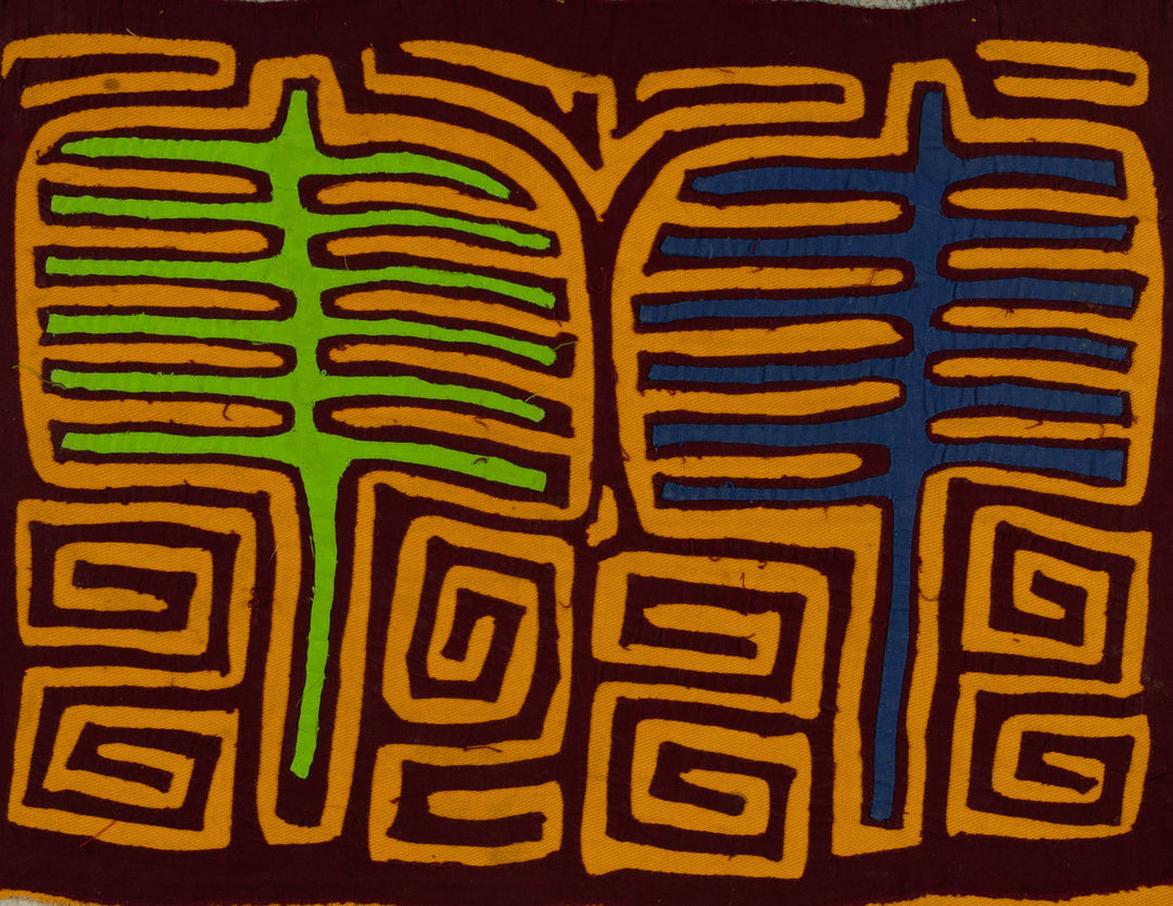 Traditional Blue Green And Gold Classic Mola